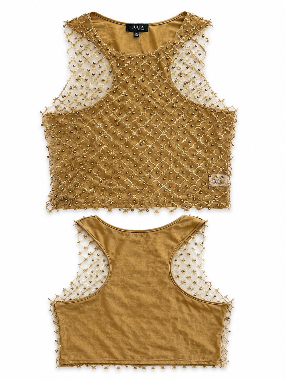 Beaded Gold Racerback Crop Top by JULIA